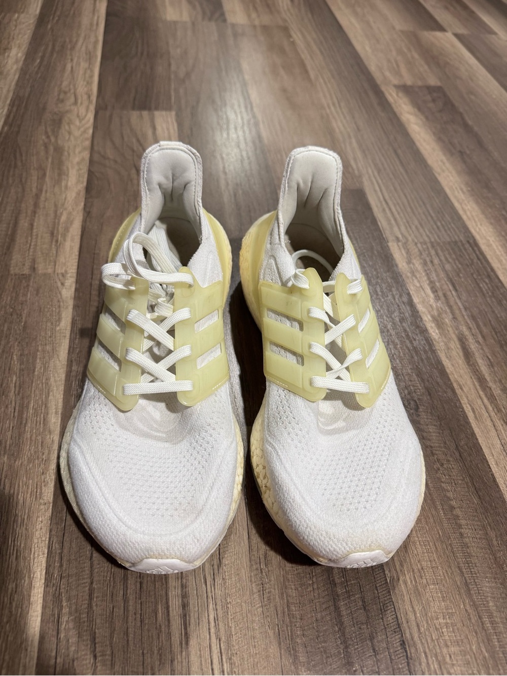 adidas Men's Athletic Shoes White and Pale Yellow